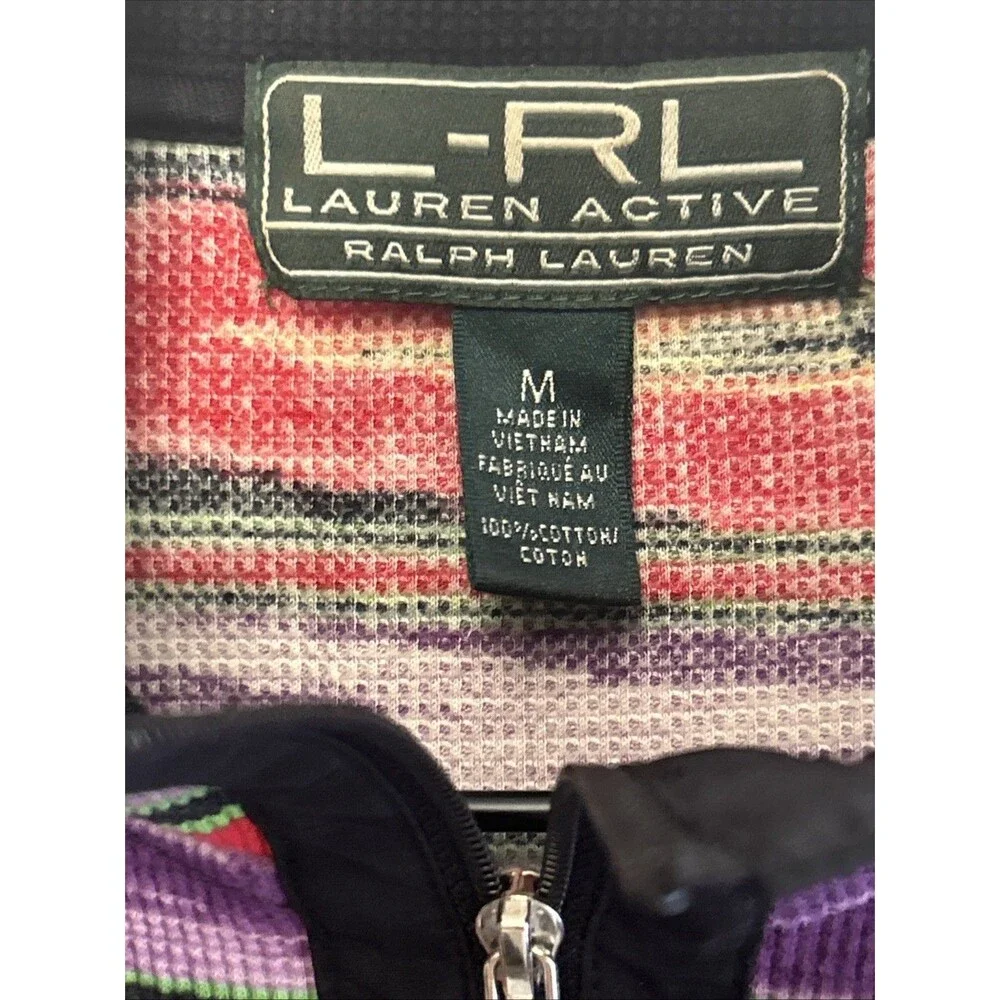 Ralph Lauren Active Womans Medium 1/4 Zip Multicolor 100% Cotton Athleisure Golf